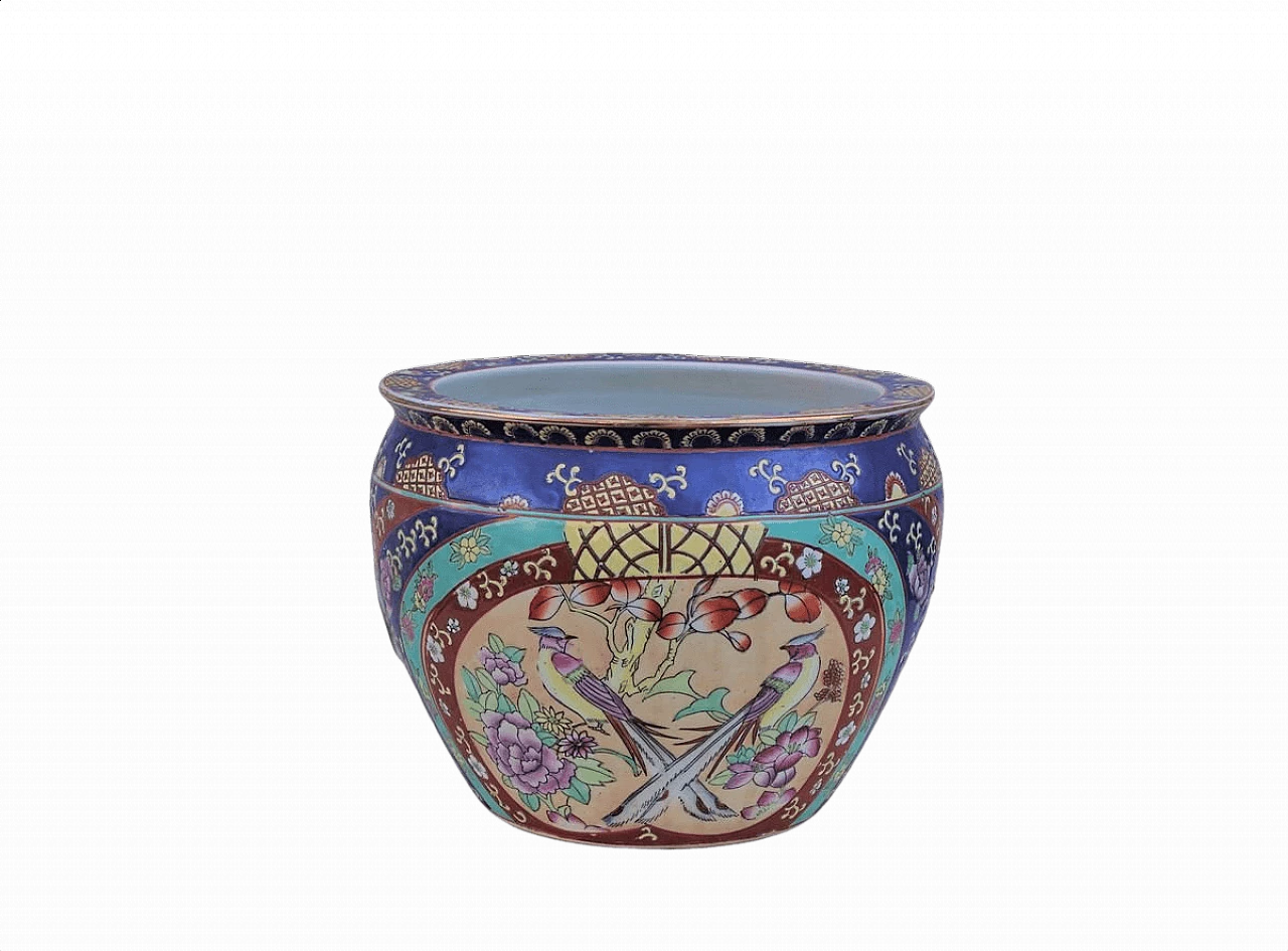 Vaso in ceramica dipinta a mano con decorazioni in oro, anni '50 1394533