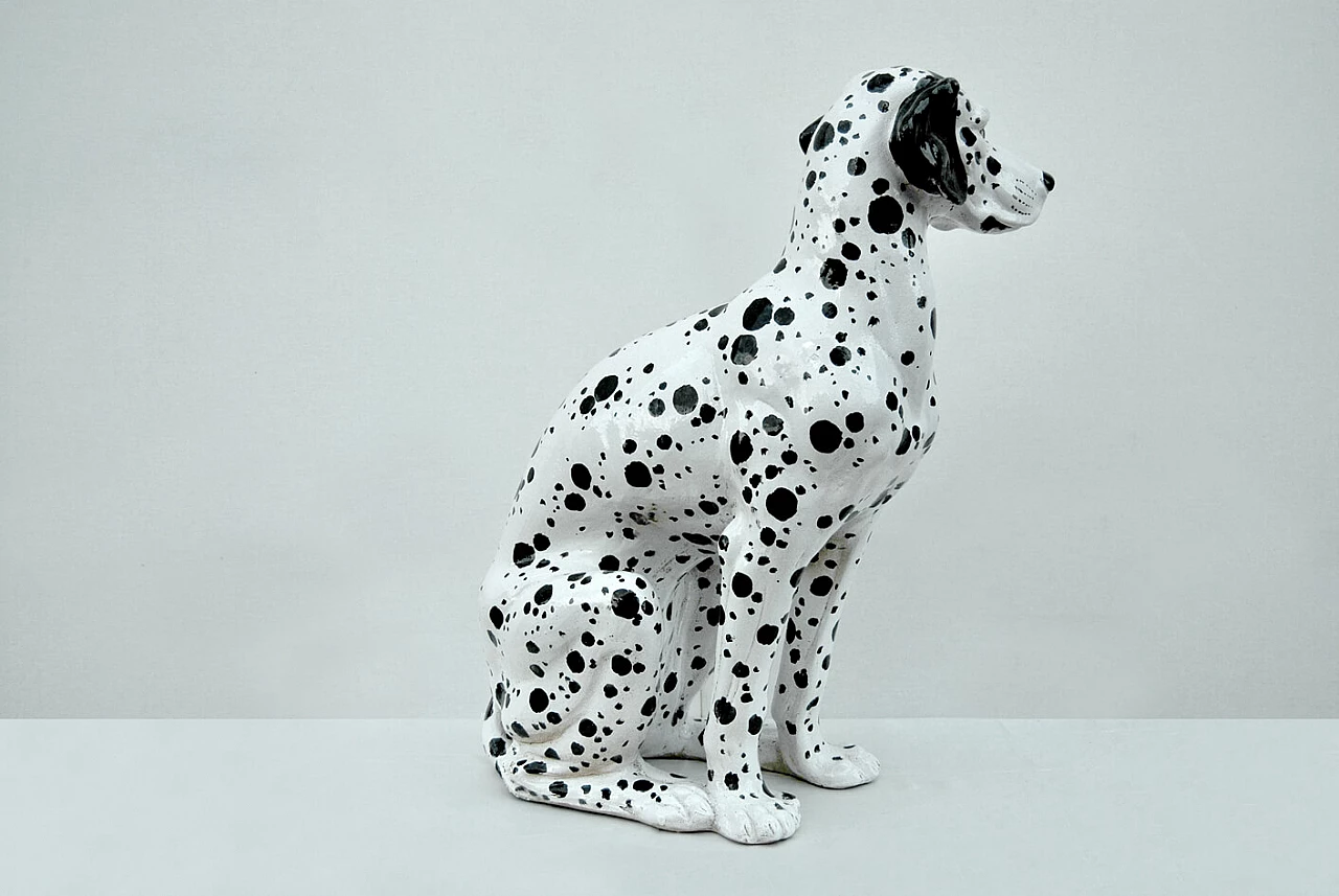 Statua in ceramica di cane Dalmata con cucciolo, anni '70 1394538
