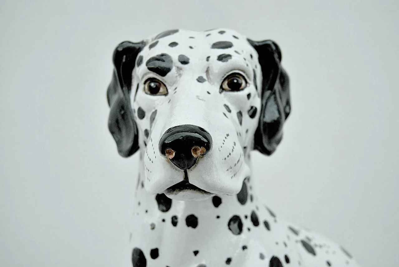 Statua in ceramica di cane Dalmata con cucciolo, anni '70 1394539