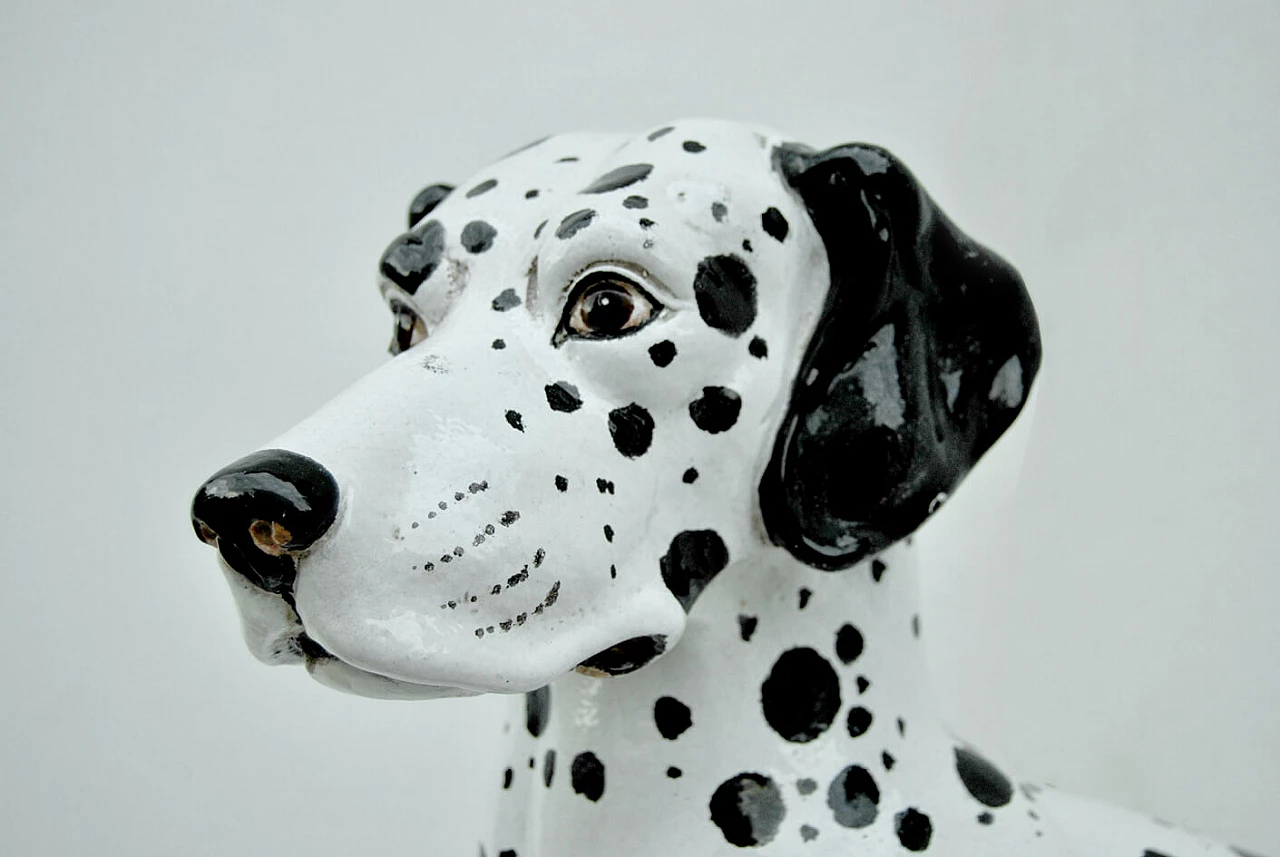 Statua in ceramica di cane Dalmata con cucciolo, anni '70 1394540