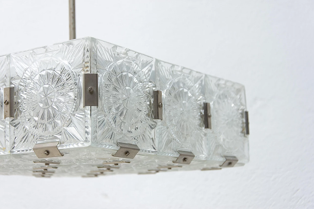 Glass and chrome-plated steel pendant lamp by Kamenický Šenov, 1970s 1394548