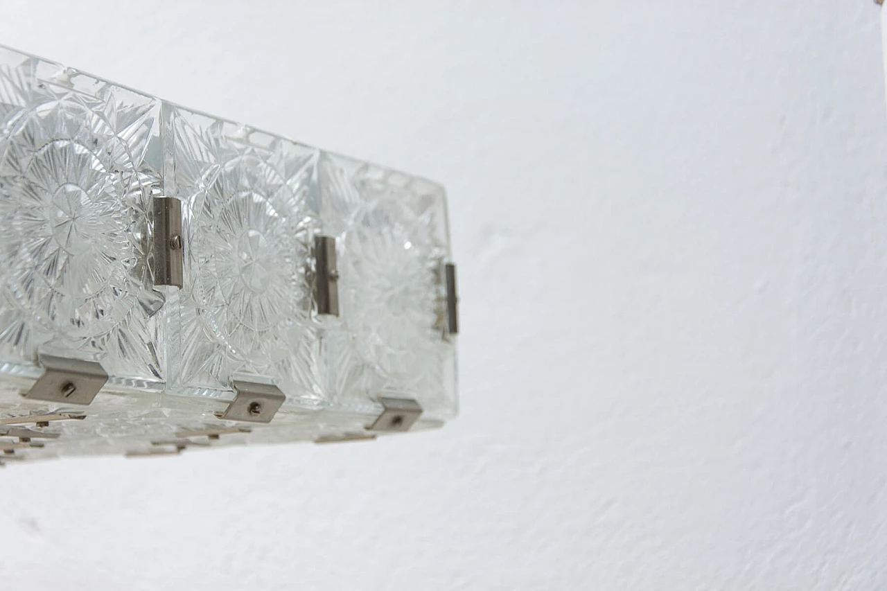 Glass and chrome-plated steel pendant lamp by Kamenický Šenov, 1970s 1394549