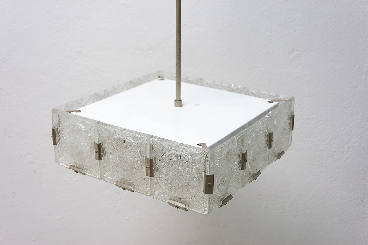 Glass and chrome-plated steel pendant lamp by Kamenický Šenov, 1970s 1394550