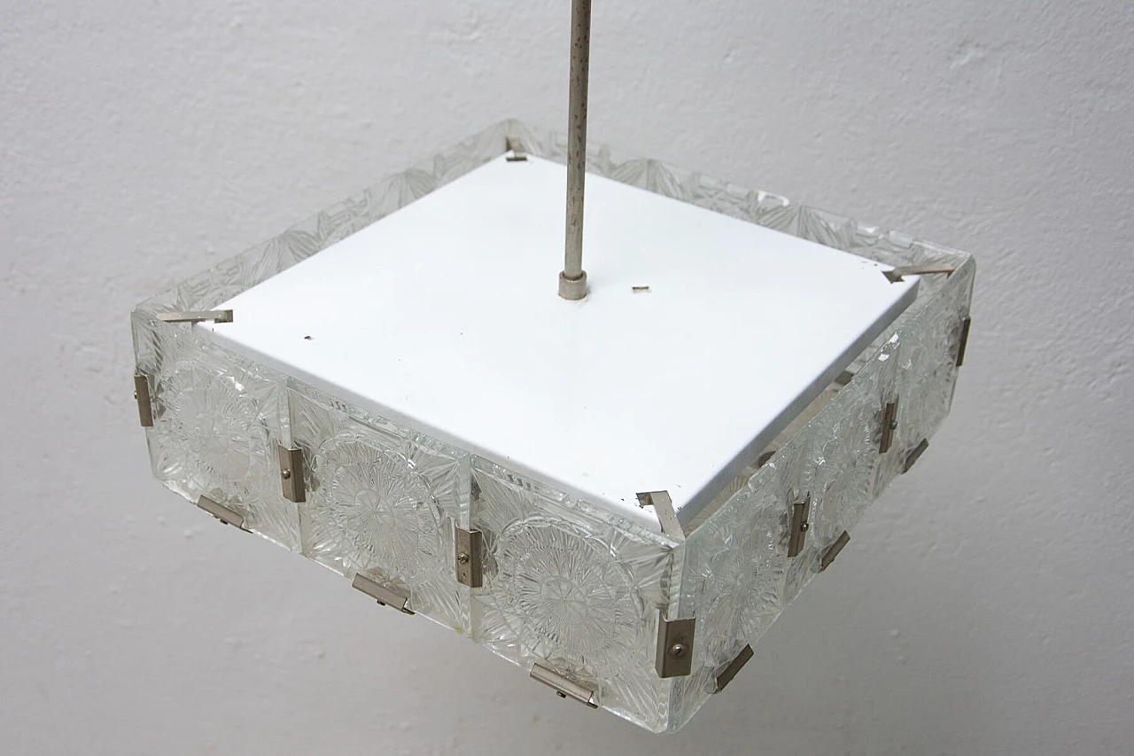Glass and chrome-plated steel pendant lamp by Kamenický Šenov, 1970s 1394551