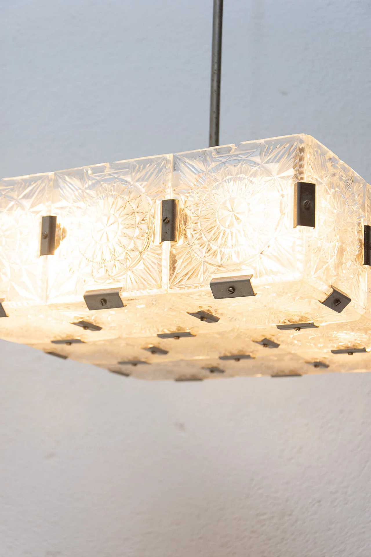 Glass and chrome-plated steel pendant lamp by Kamenický Šenov, 1970s 1394555