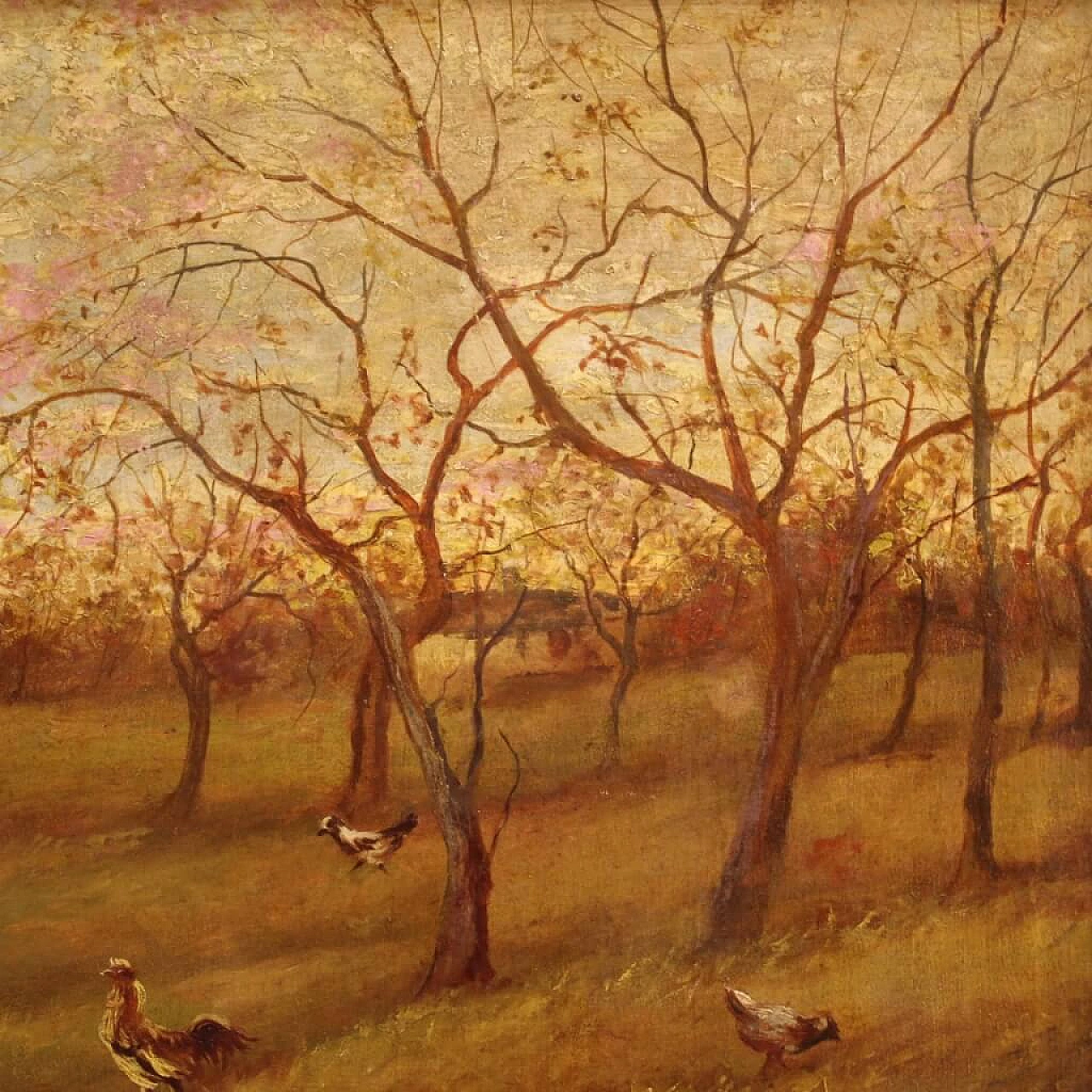 Paesaggio di campagna, dipinto italiano olio su tela, anni '40 1394560