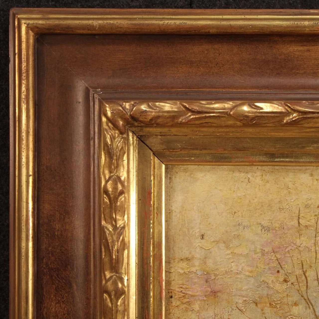 Paesaggio di campagna, dipinto italiano olio su tela, anni '40 1394563