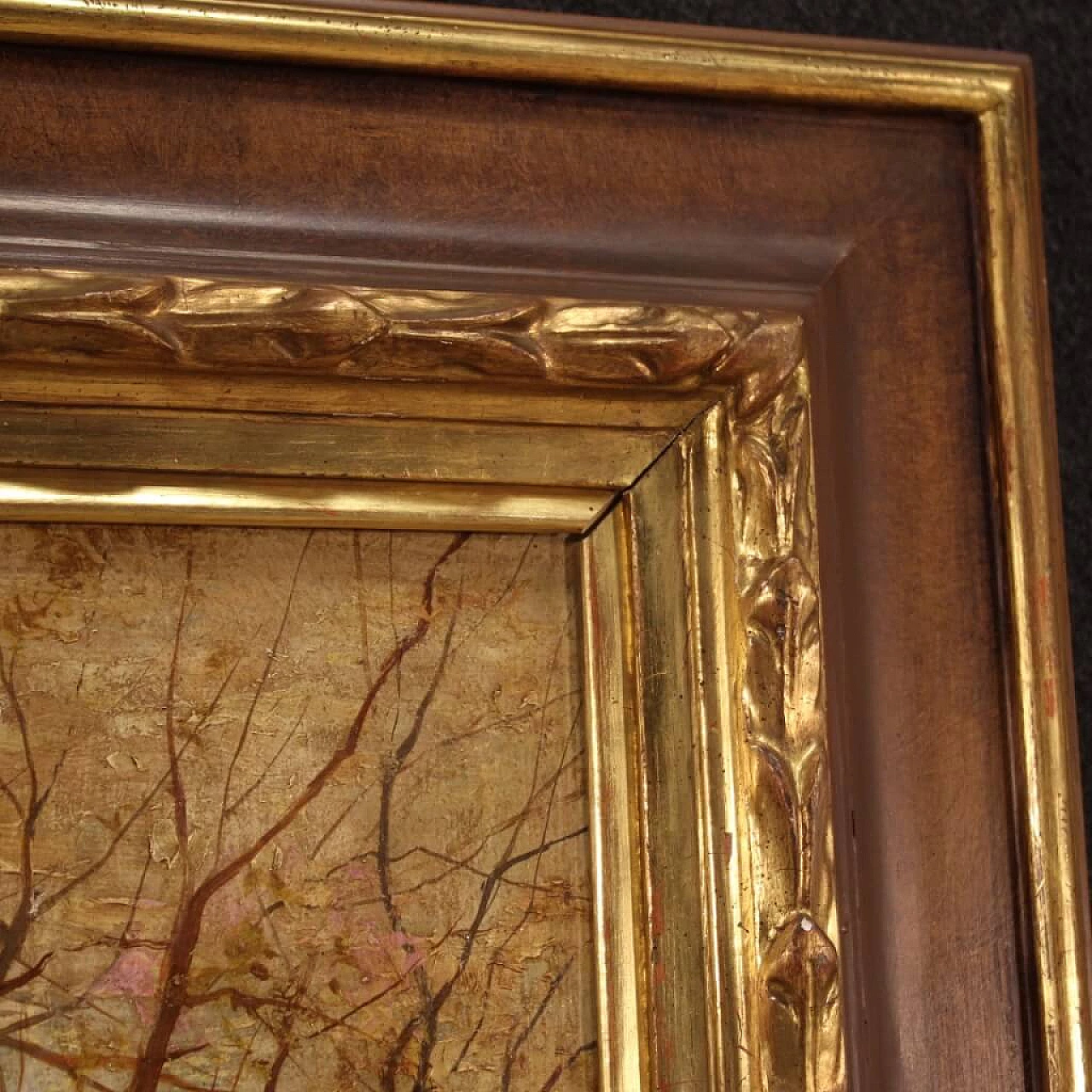 Paesaggio di campagna, dipinto italiano olio su tela, anni '40 1394566