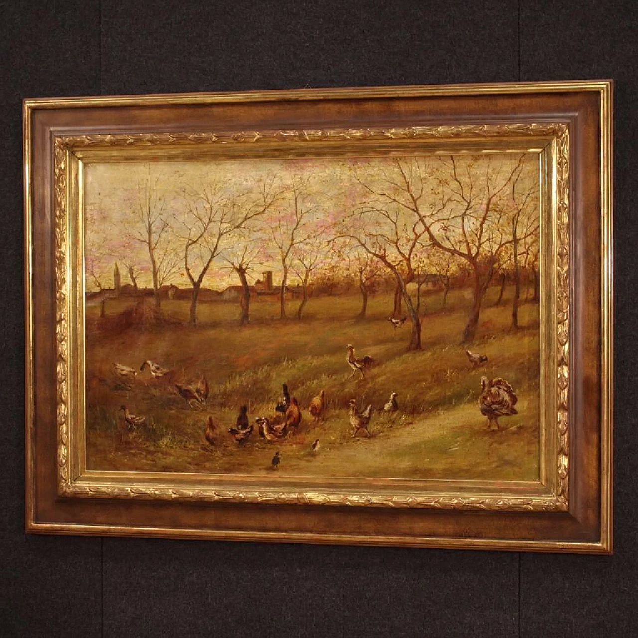 Paesaggio di campagna, dipinto italiano olio su tela, anni '40 1394567