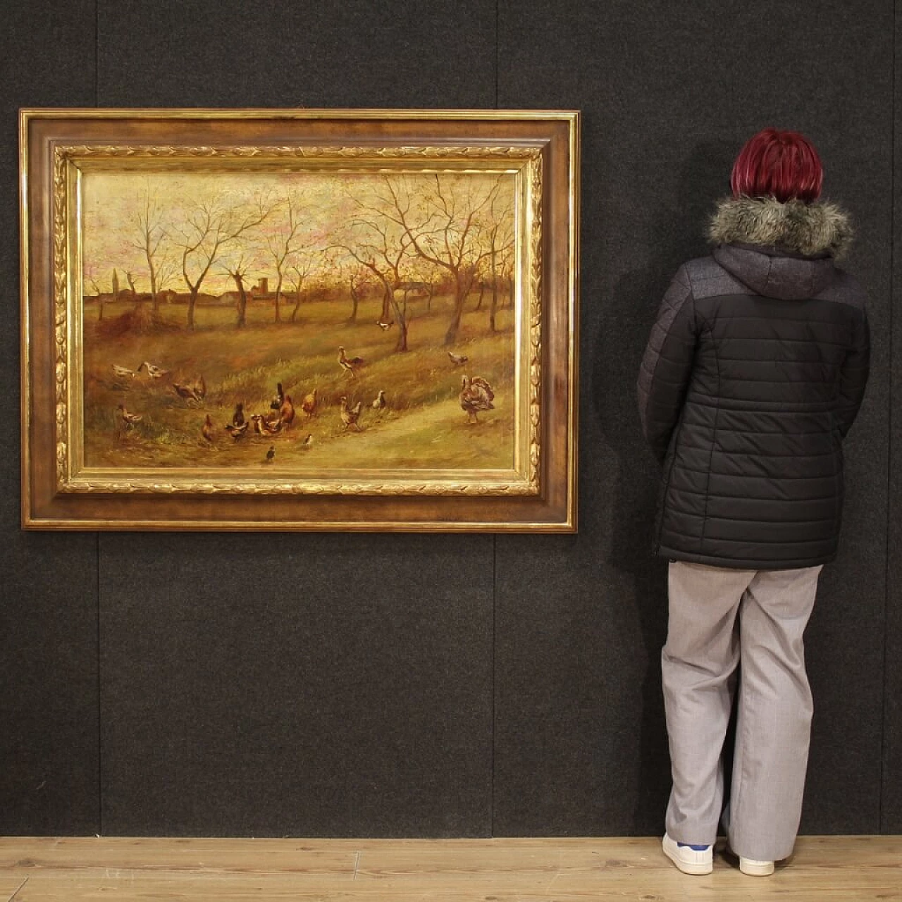 Paesaggio di campagna, dipinto italiano olio su tela, anni '40 1394569