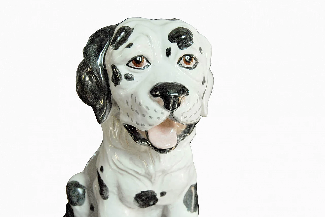 Statua in ceramica di cane Dalmata con cucciolo, anni '70 1394580