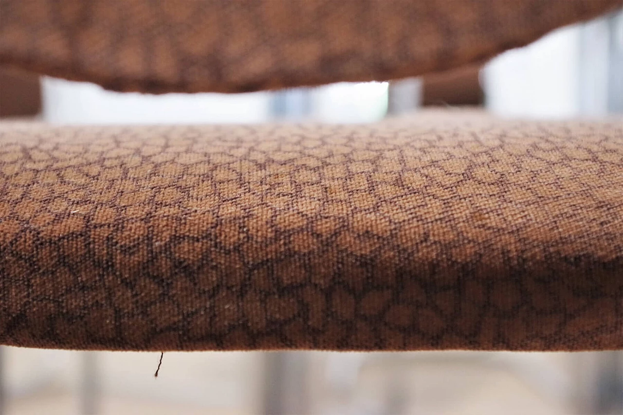 Table in metal and smoked glass top with 6 chairs in metal and fabric by Alessandro Albrizzi, 70s 1394726