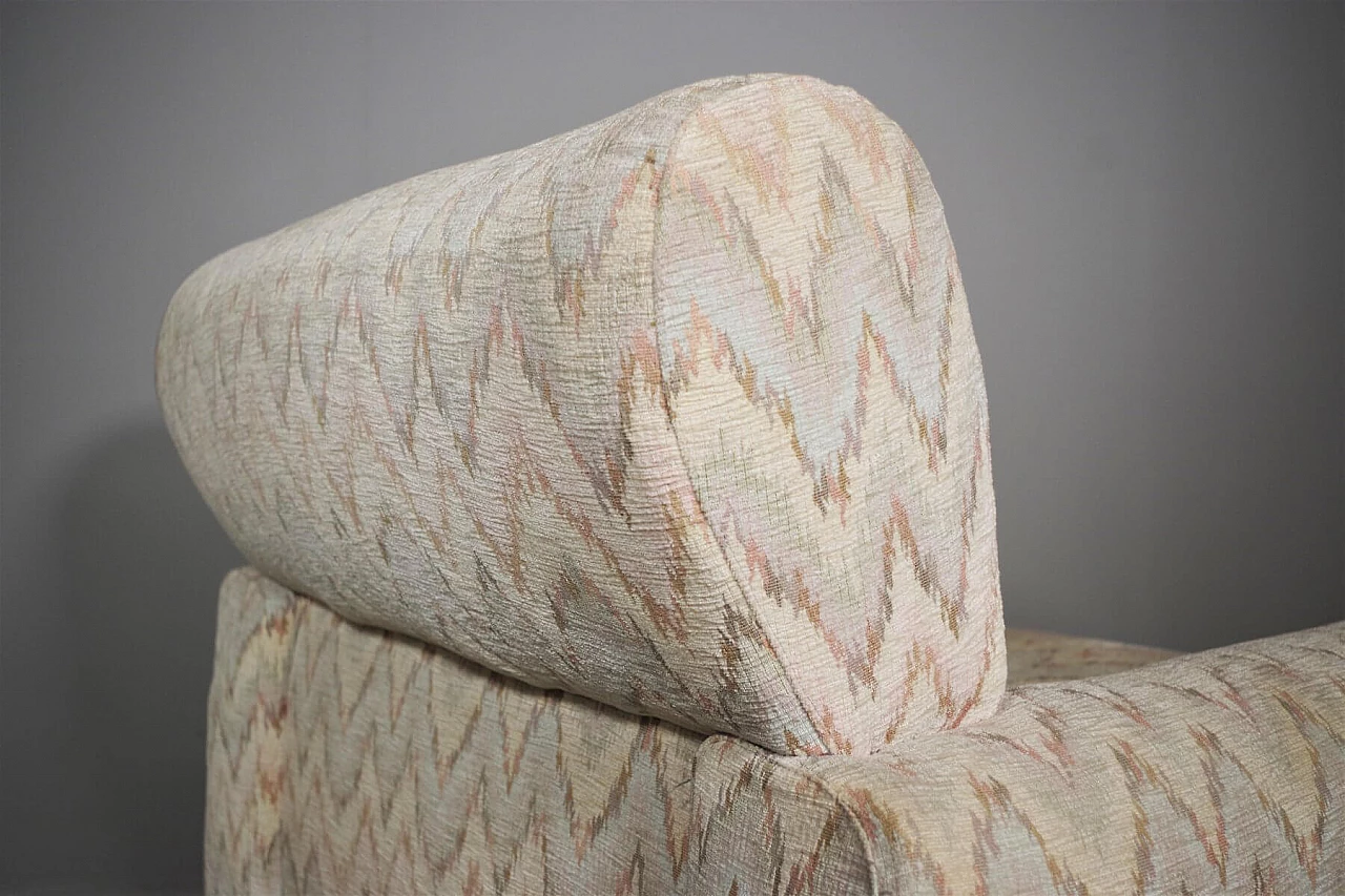 3 Armchairs with Missoni-style fabric and wooden feet, 70s 1394795