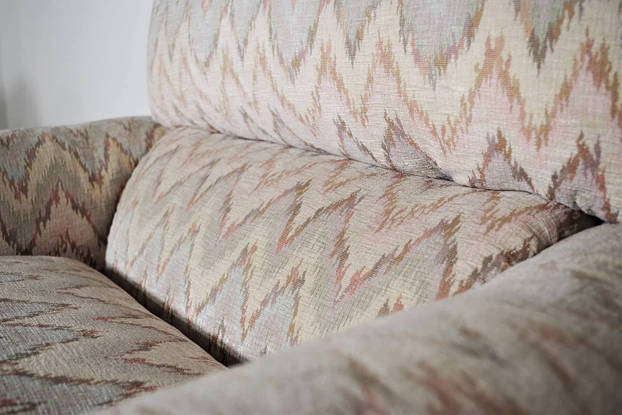 3 Armchairs with Missoni-style fabric and wooden feet, 70s 1394814