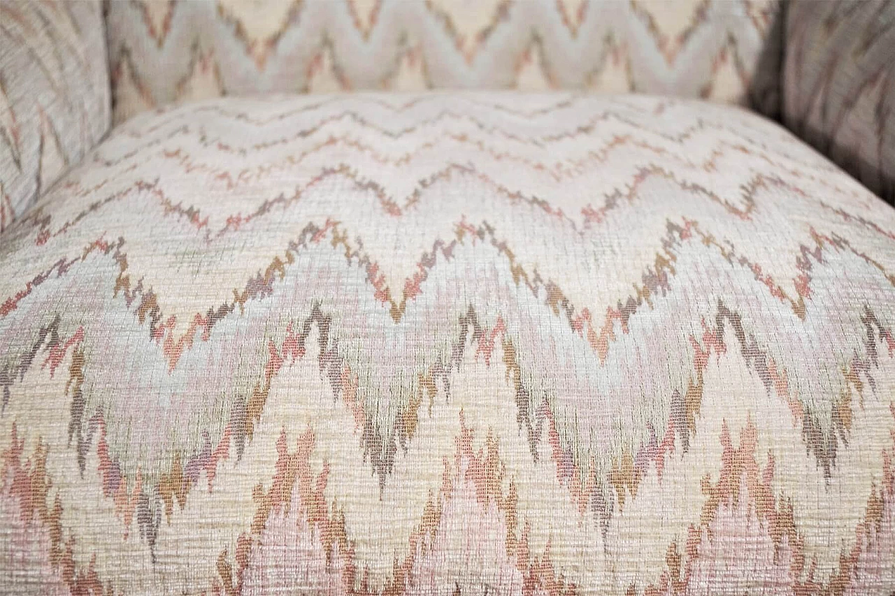 3 Armchairs with Missoni-style fabric and wooden feet, 70s 1394816