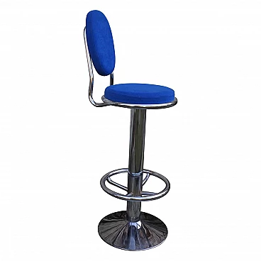 Swivel stool in chrome-plated metal and microfibre, 90s