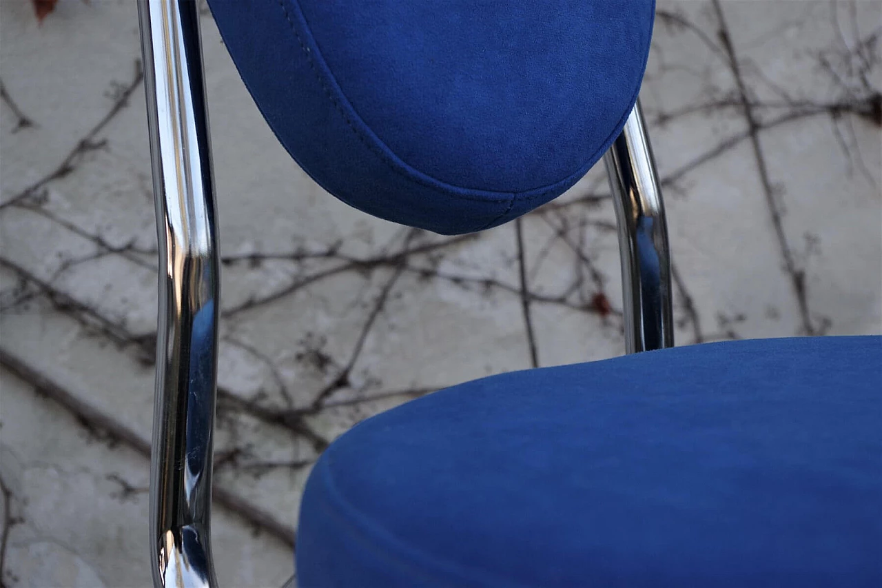Swivel stool in chrome-plated metal and microfibre, 90s 1395041