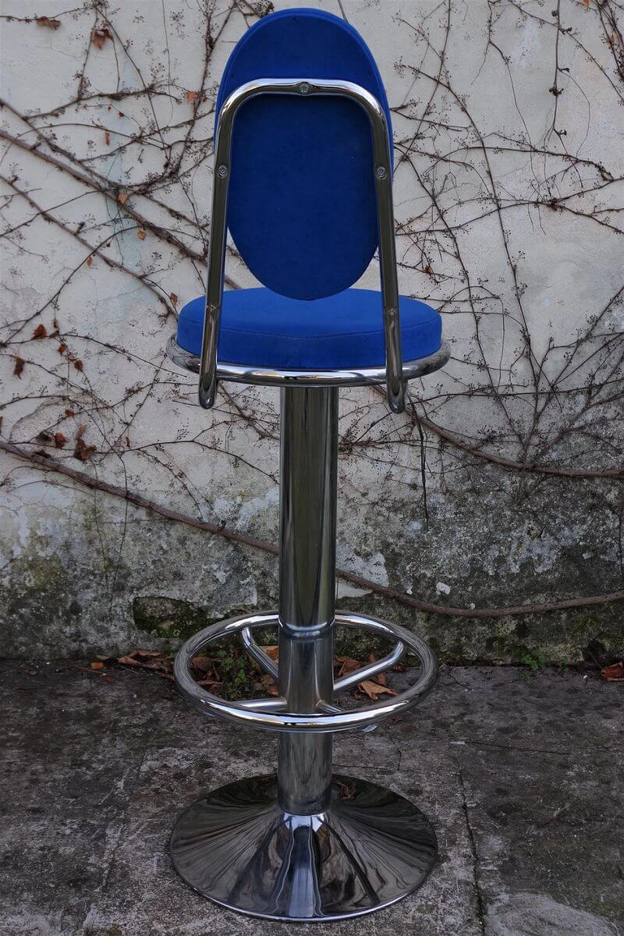 Swivel stool in chrome-plated metal and microfibre, 90s 1395043