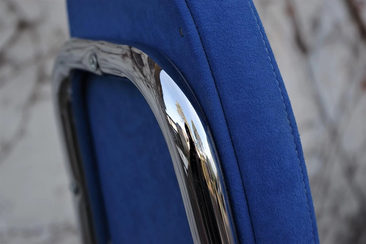 Swivel stool in chrome-plated metal and microfibre, 90s 1395046
