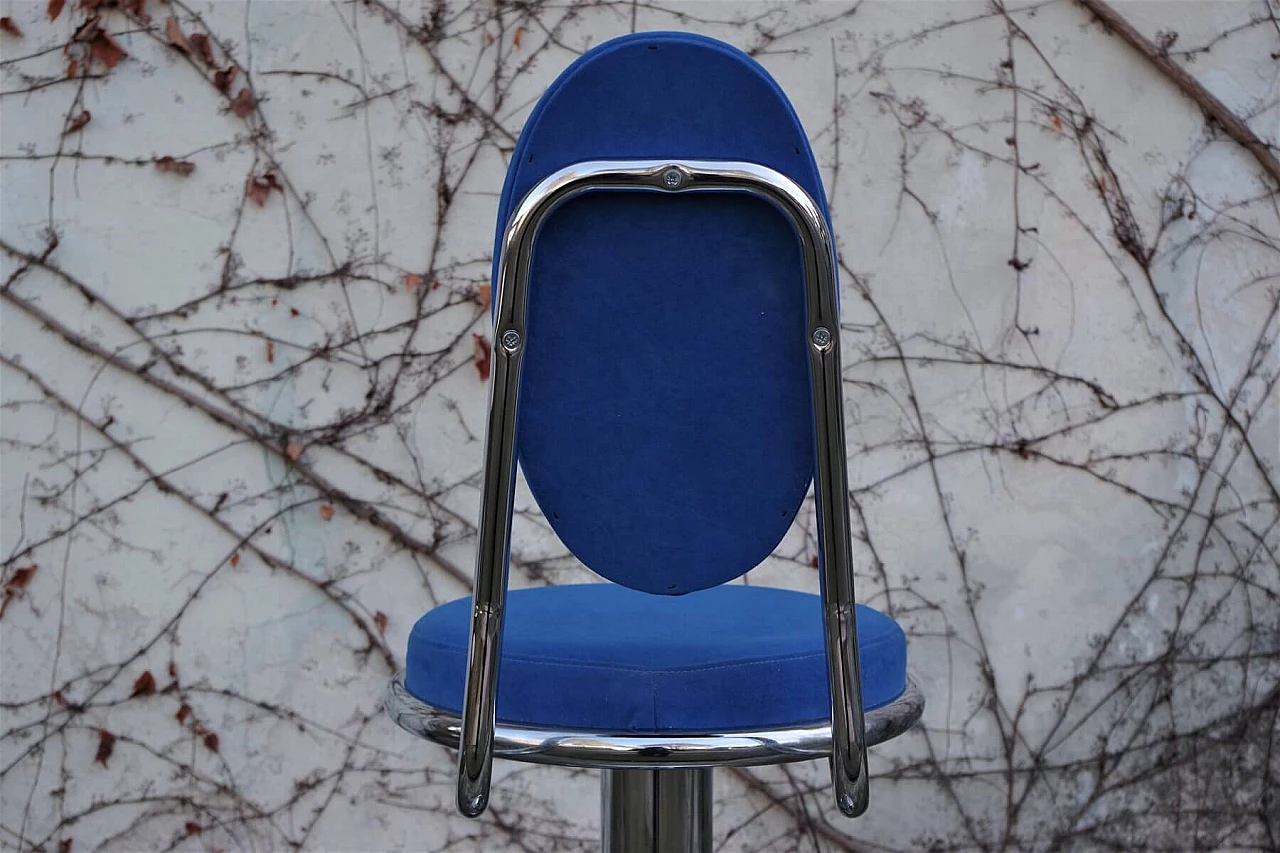 Swivel stool in chrome-plated metal and microfibre, 90s 1395049
