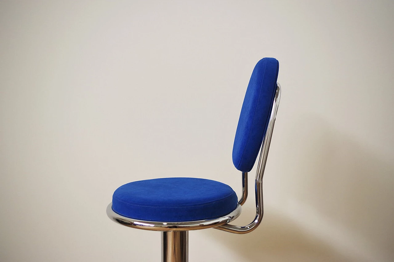 Swivel stool in chrome-plated metal and microfibre, 90s 1395056