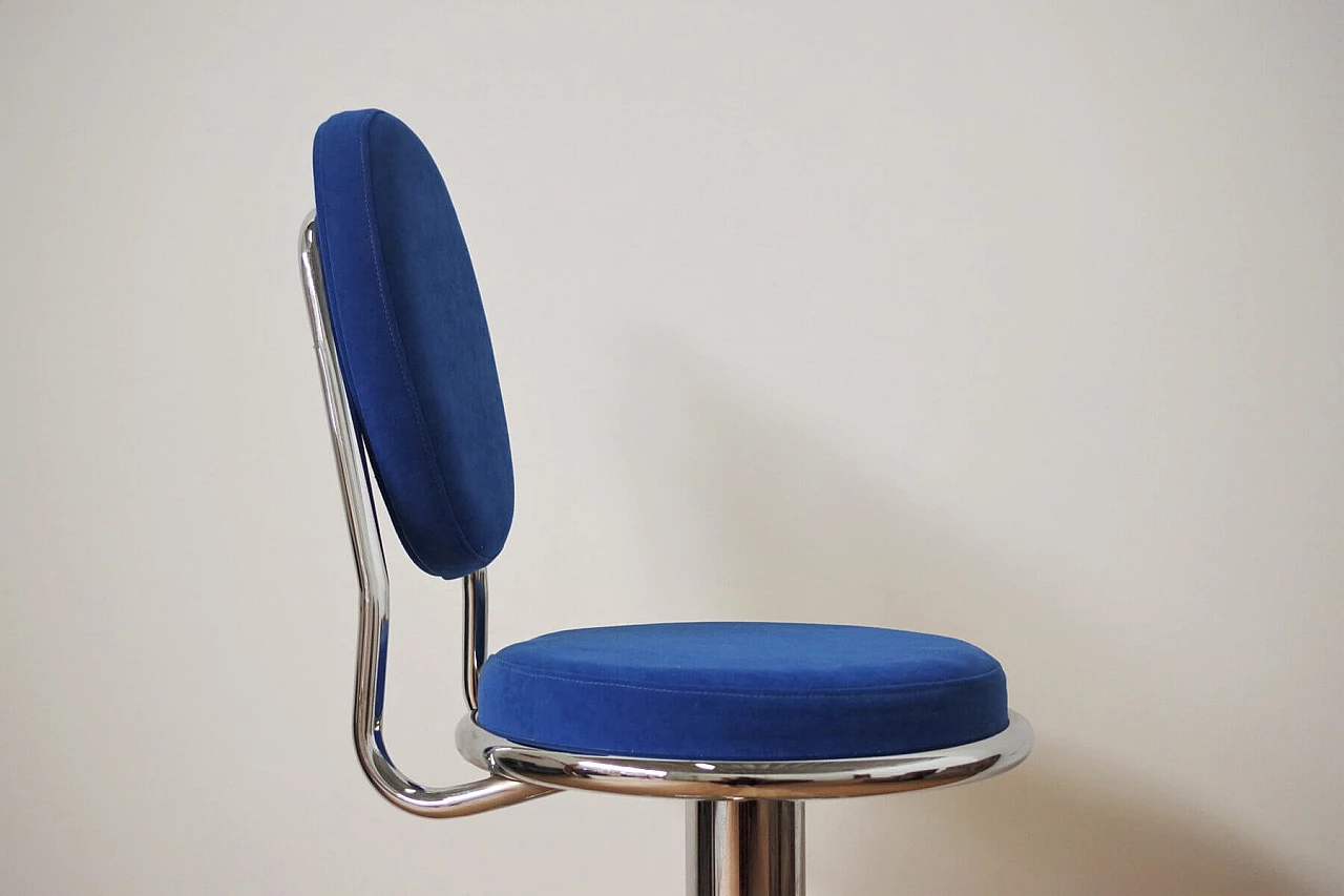 Swivel stool in chrome-plated metal and microfibre, 90s 1395059