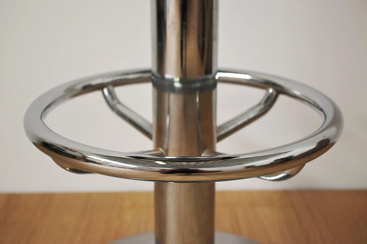 Swivel stool in chrome-plated metal and microfibre, 90s 1395060