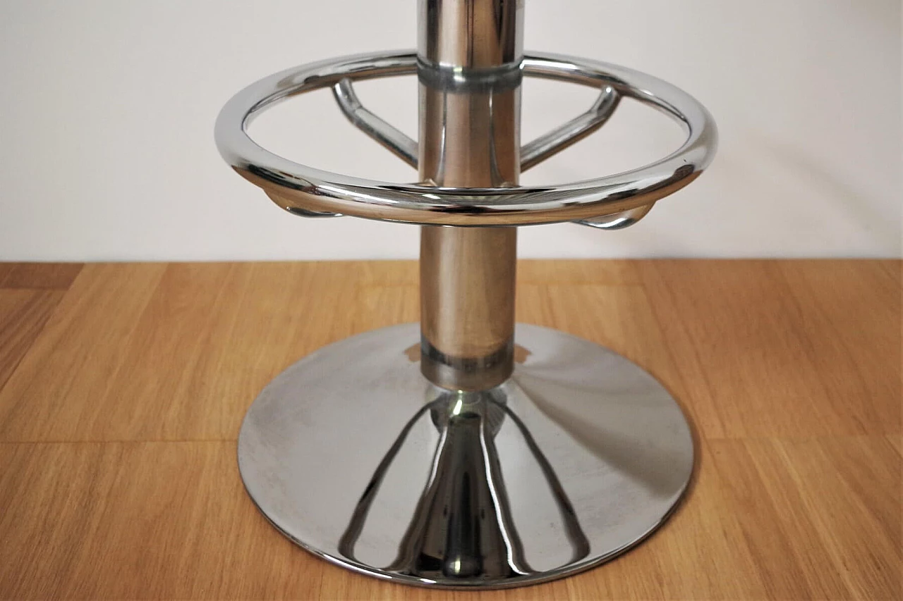 Swivel stool in chrome-plated metal and microfibre, 90s 1395062