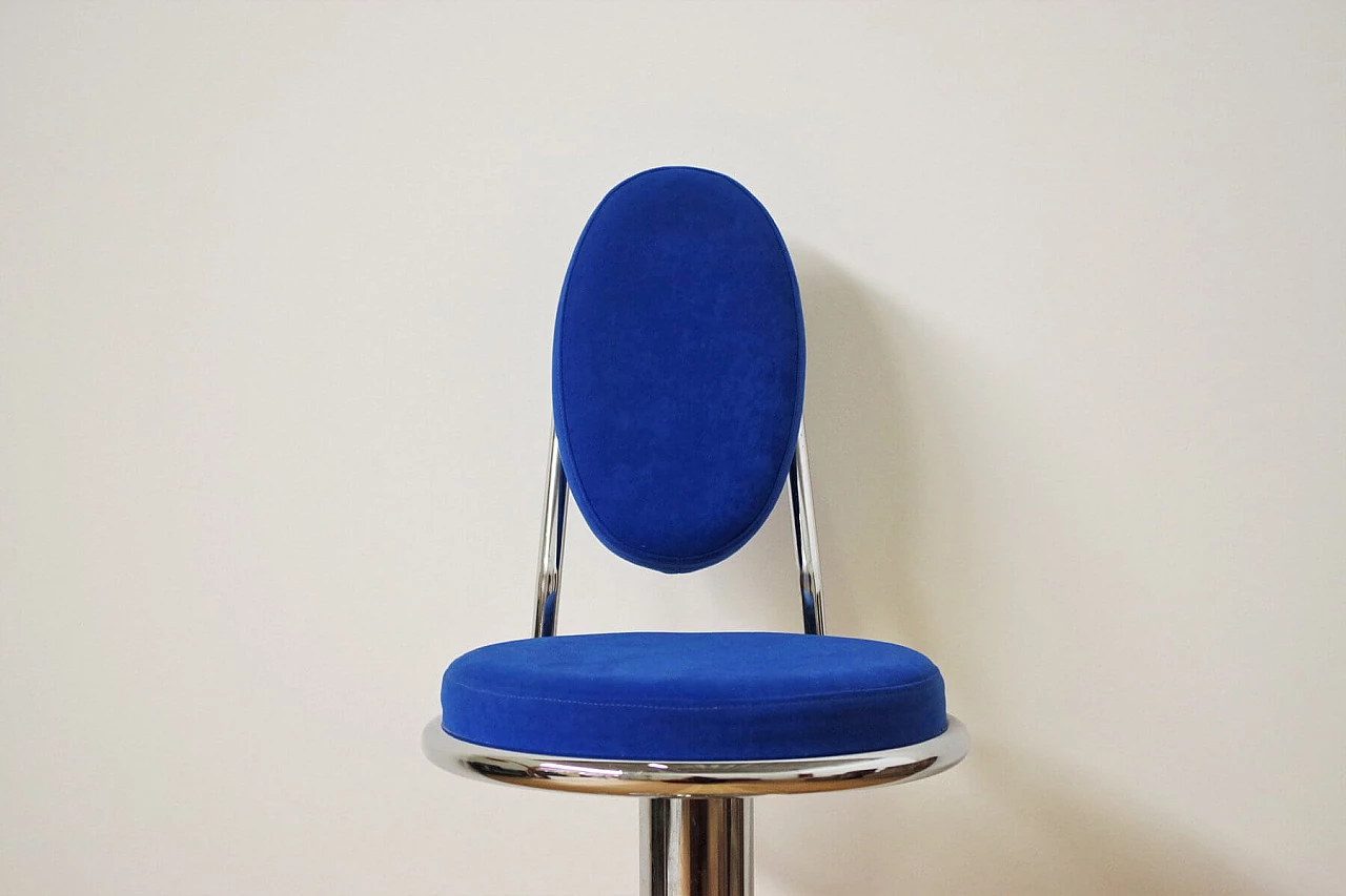Swivel stool in chrome-plated metal and microfibre, 90s 1395064