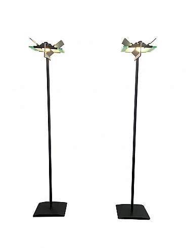 Coppia di lampade da terra Dhiedron di Giovanni Grignani per Lamperti, anni '70