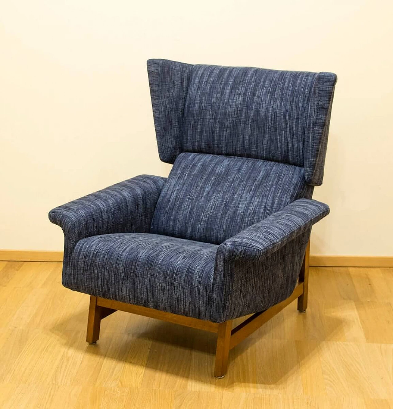 Armchair in poplar and fabric by Gianfranco Frattini, 60s 1395155