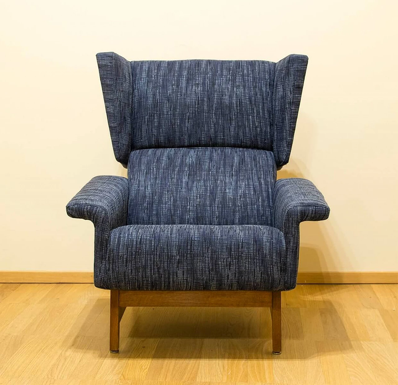 Armchair in poplar and fabric by Gianfranco Frattini, 60s 1395157
