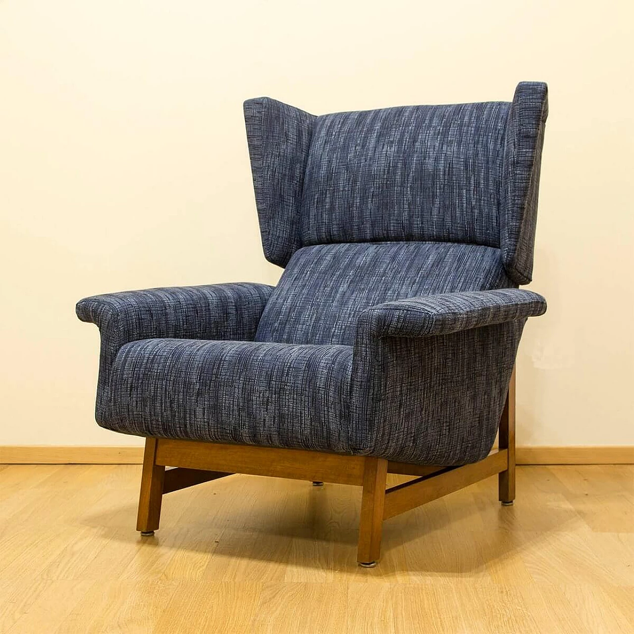 Armchair in poplar and fabric by Gianfranco Frattini, 60s 1395162