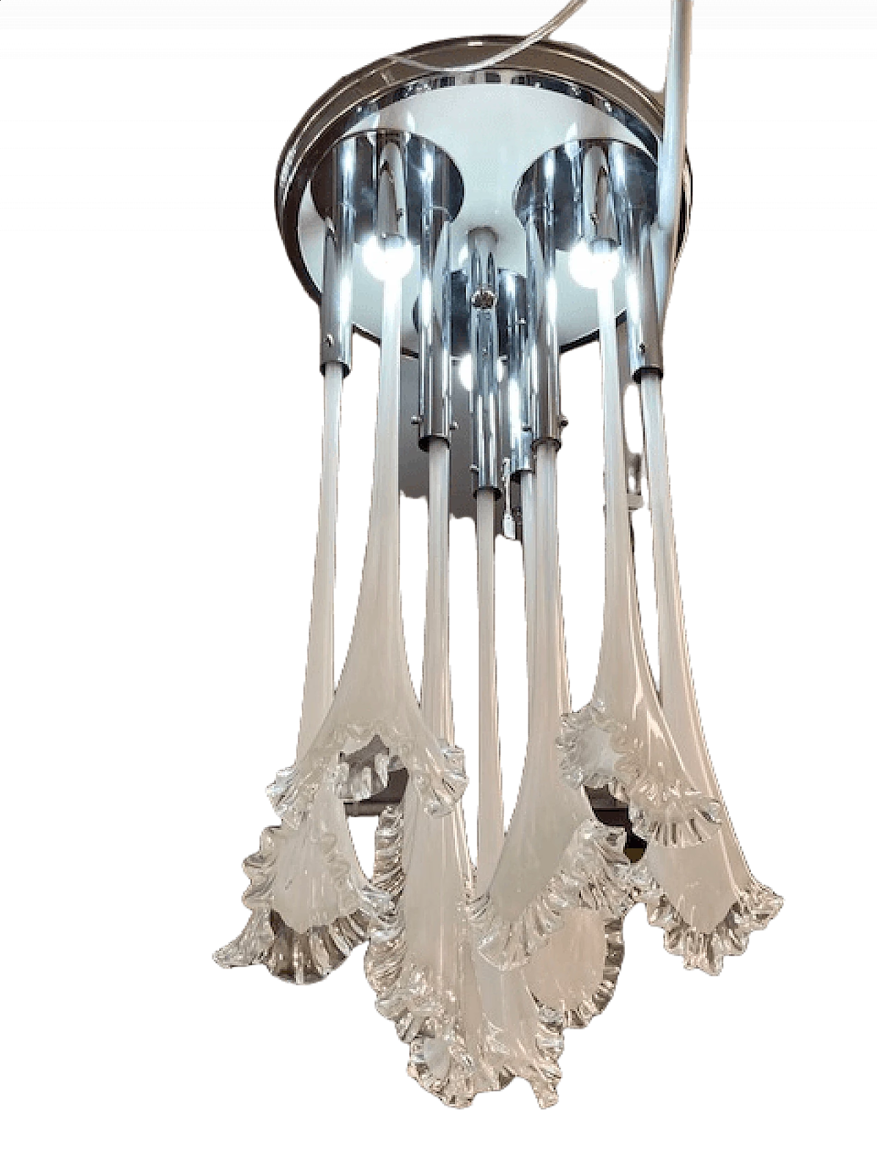 Murano glass and metal chandelier by Venini, 1970s 1395178