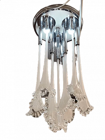Murano glass and metal chandelier by Venini, 1970s