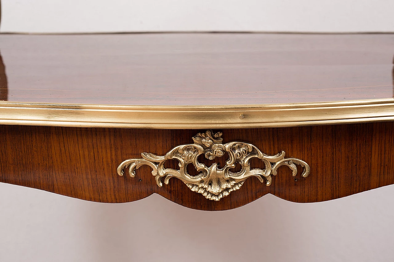 French Napoleon III coffee table in polychrome wood with gilded bronze applications, 19th century 1395515