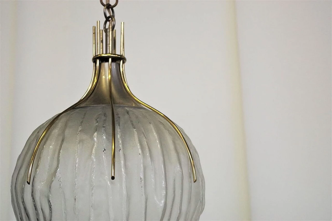 Sphere chandelier in glass and brass, 50s 1395566