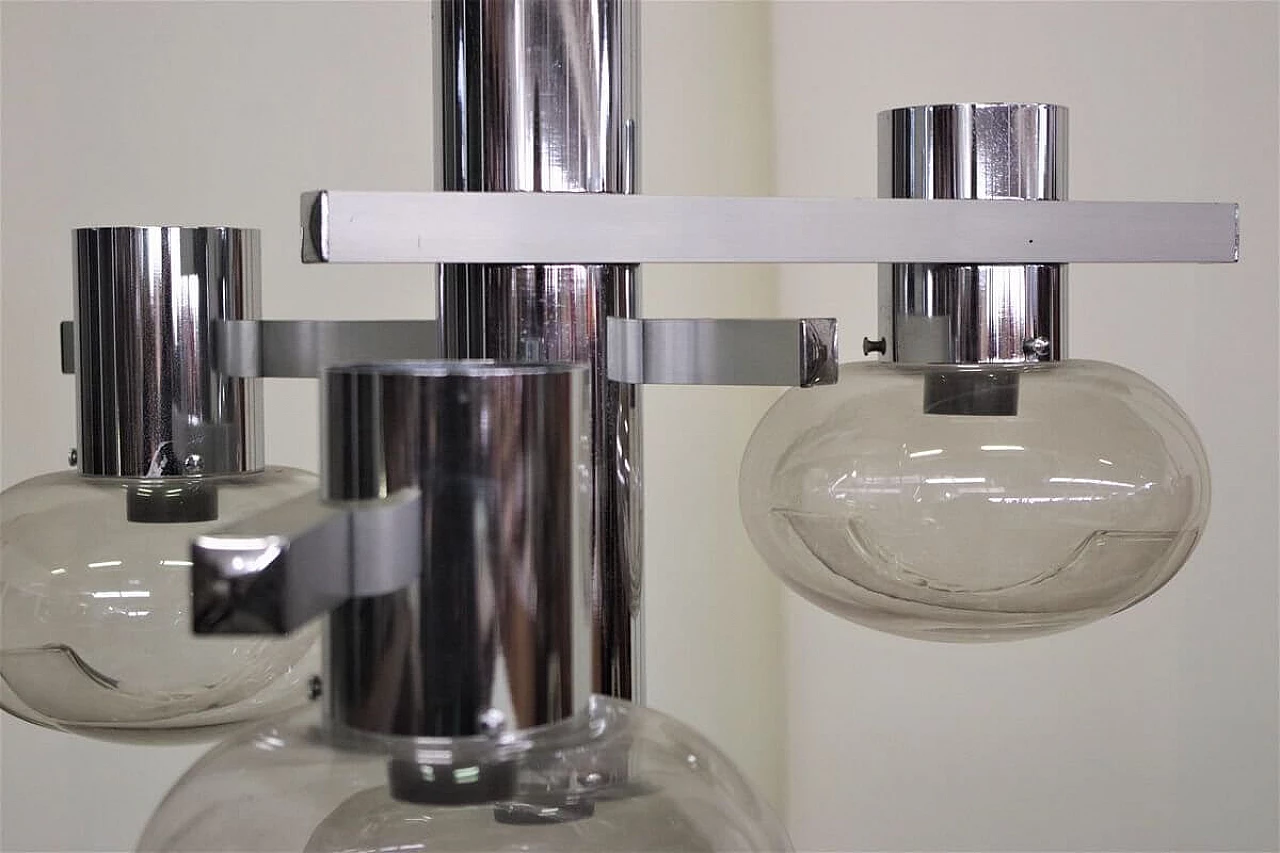 Chandelier in chromed metal and glass by Toscana Luce, 70s 1395583