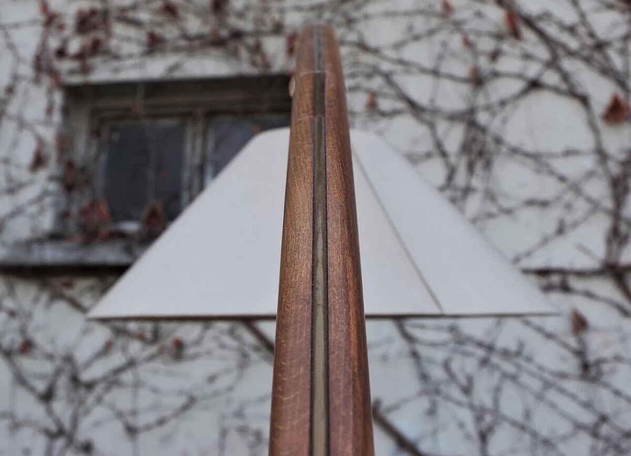 Lampada da terra ad arco in faggio curvato e tessuto, anni '50 1395918