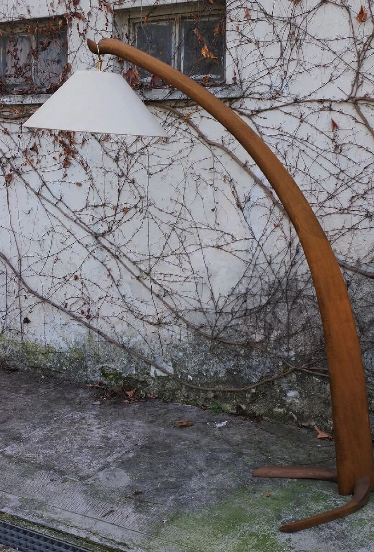 Bent beech and fabric arch floor lamp, 1950s 1395922