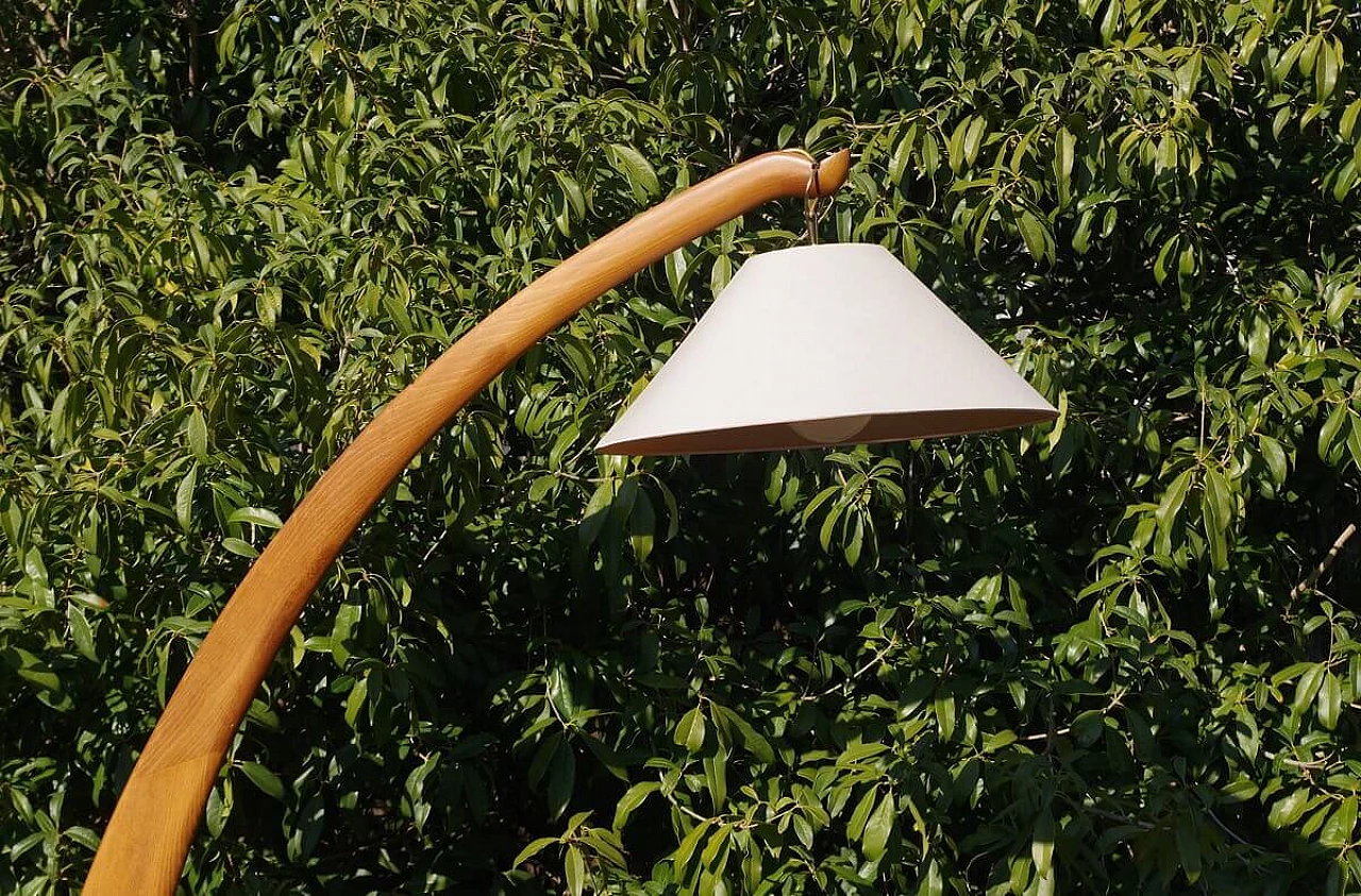 Bent beech and fabric arch floor lamp, 1950s 1395924
