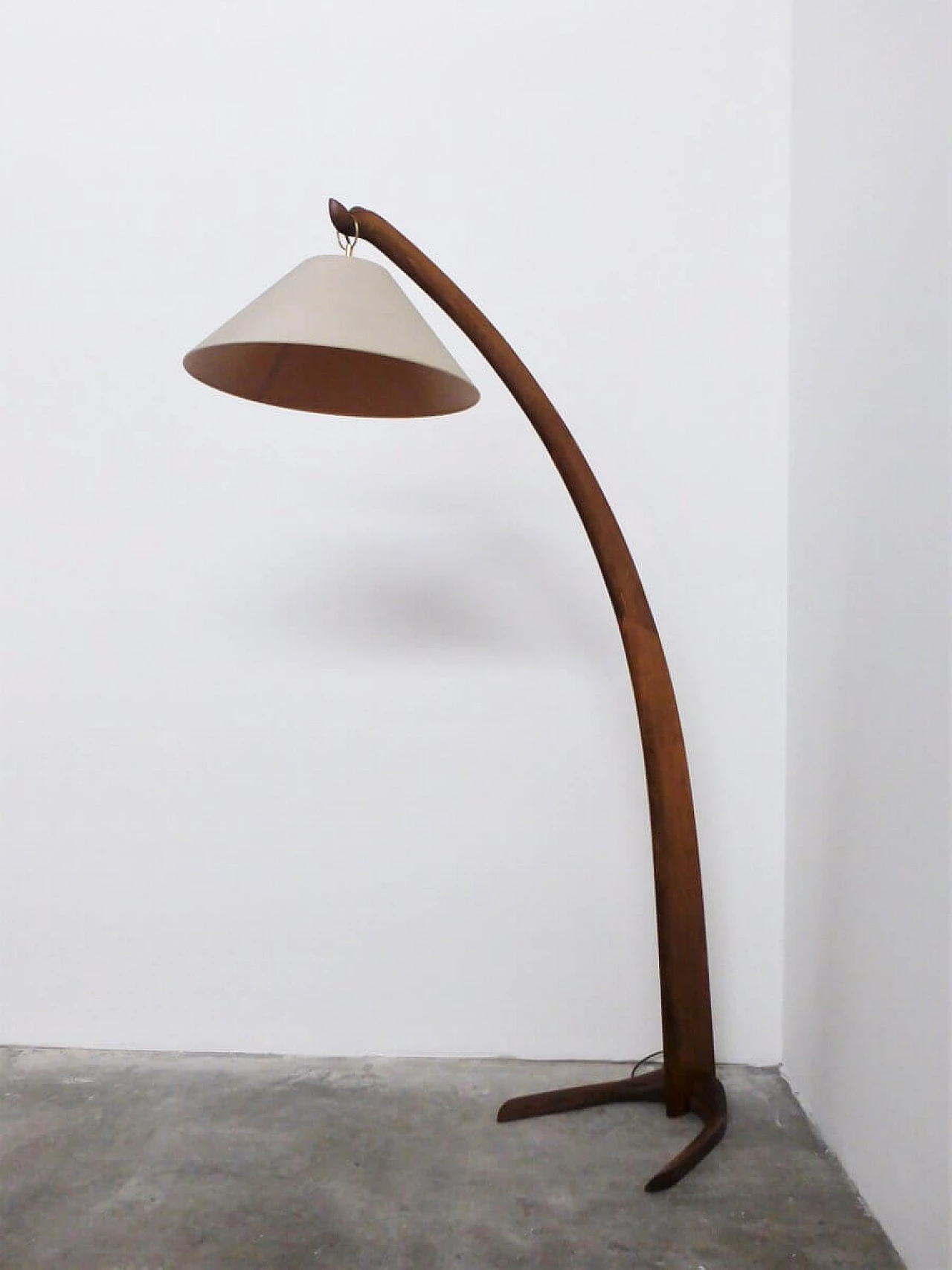 Bent beech and fabric arch floor lamp, 1950s 1395926