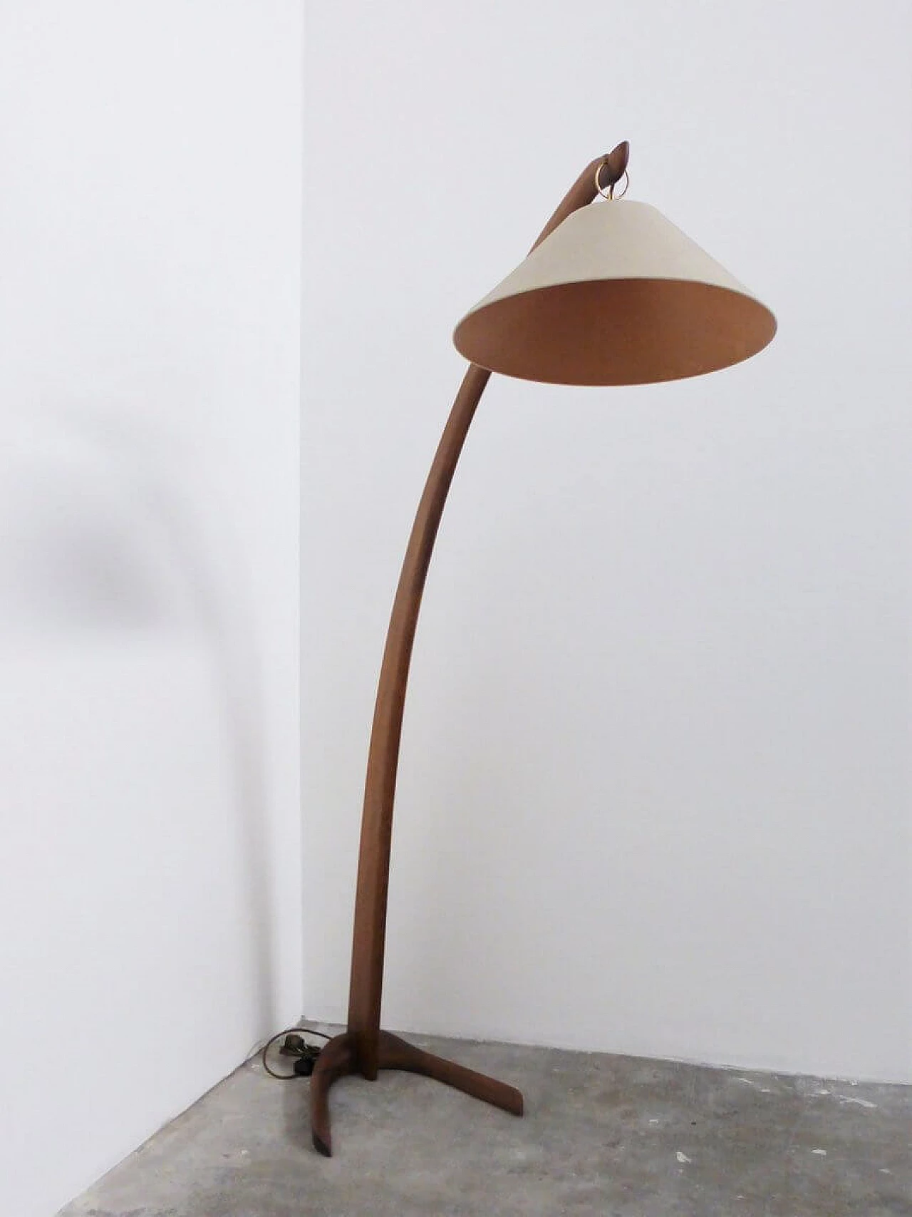 Bent beech and fabric arch floor lamp, 1950s 1395928