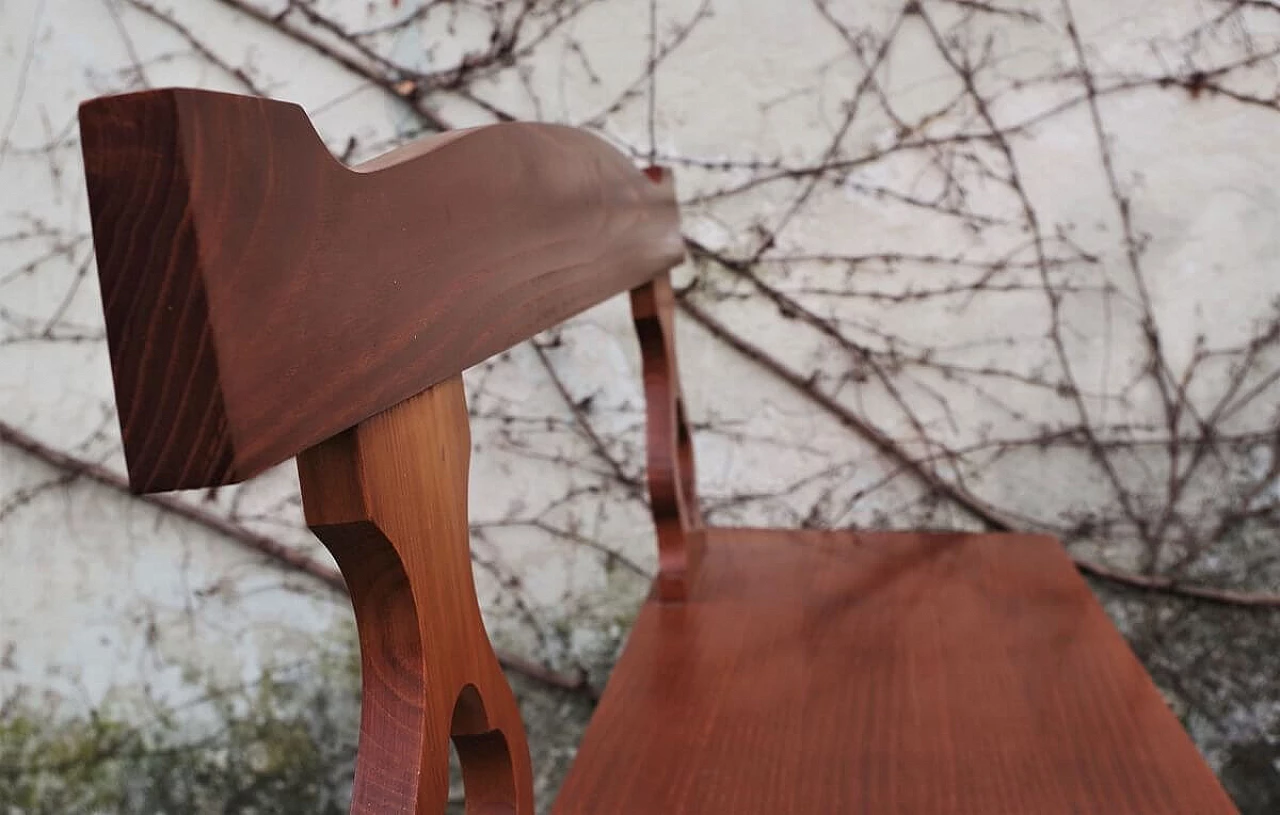 Tyrolean bench in ash with wrought iron studs, 70s 1396006