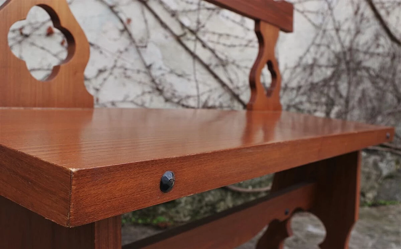 Tyrolean bench in ash with wrought iron studs, 70s 1396011
