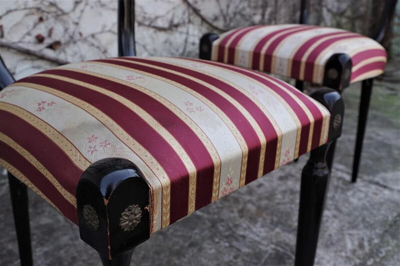 Coppia di sedie Chiavarine in mogano con seduta in tessuto di Paolo Buffa, anni '50 1396045