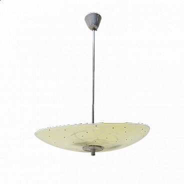 Suspension lamp with decorated lampshade, 1960s