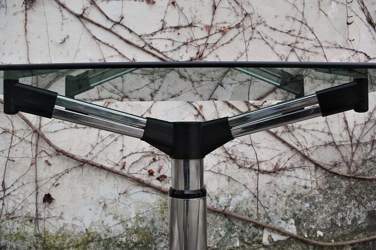 Swivel coffee table in steel, glass and plastic, 70s 1396181