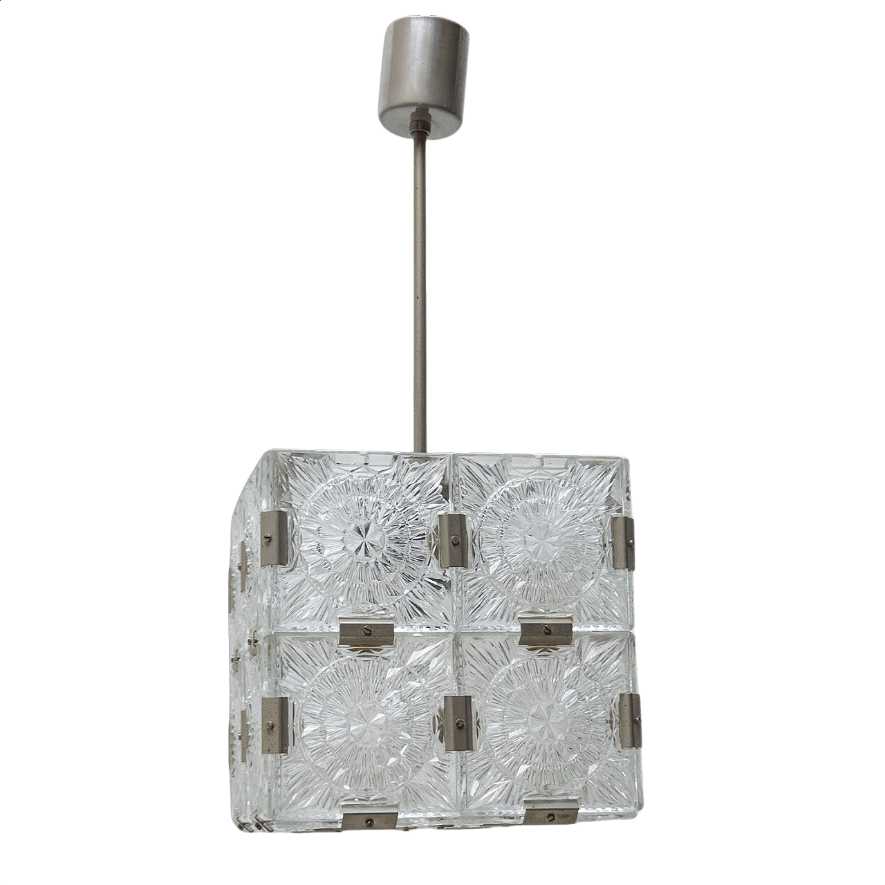 Glass ceiling chandelier by Kamenický Šenov, 1970s 1396183