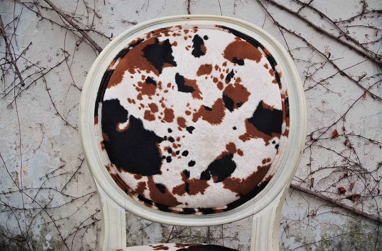 6 Sedie in stile Barocco in legno verniciato e tessuto stampato, anni '80 1396236